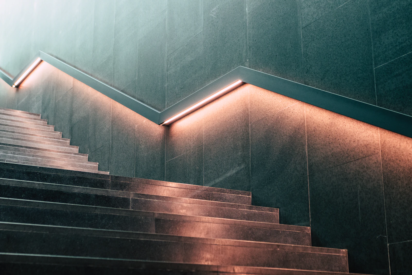 Lighter staircase with railings