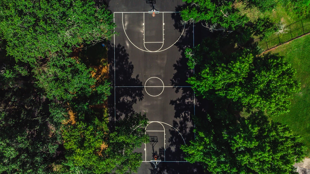 bird's eye view of basketball court