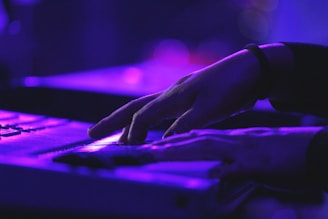 person's hand on laptop