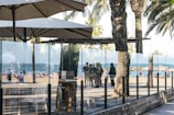 Guests relaxing on the beach with a beautiful backdrop.