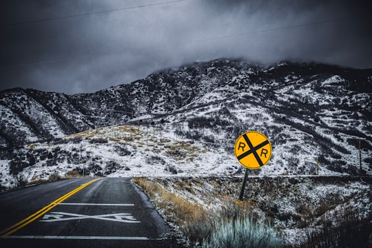 yellow and black road signage on roadside in Spanish Fork United States