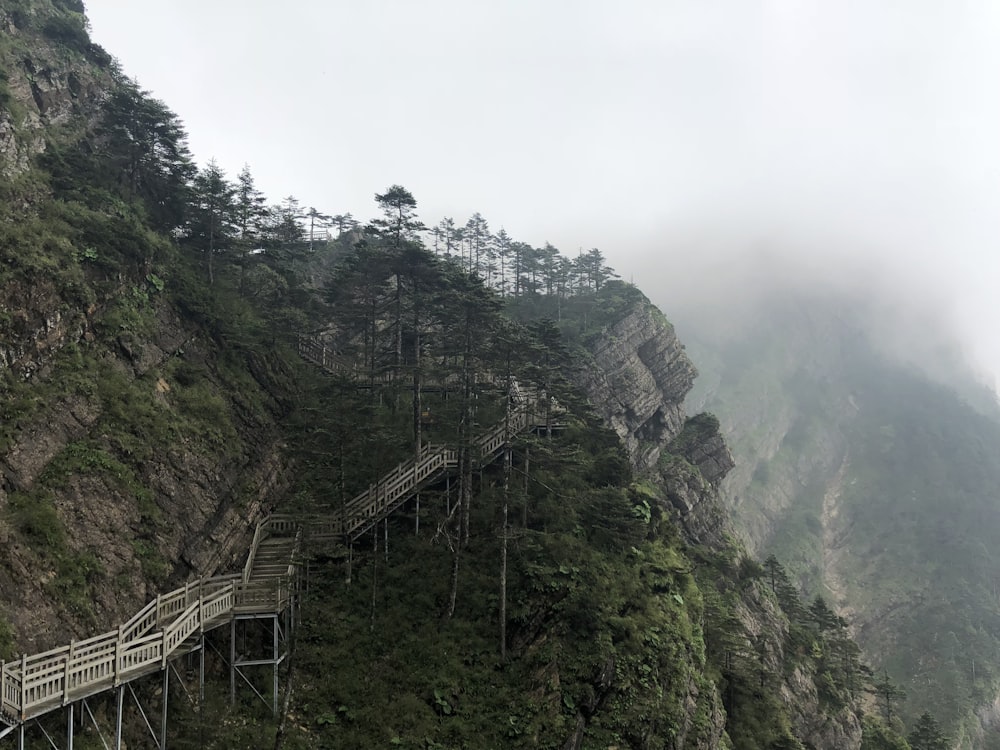 staircase beside mountain