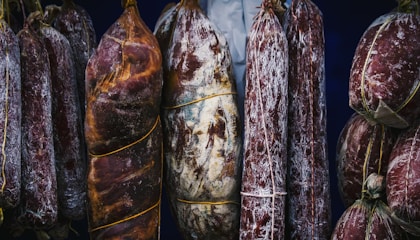 hanging raw meats