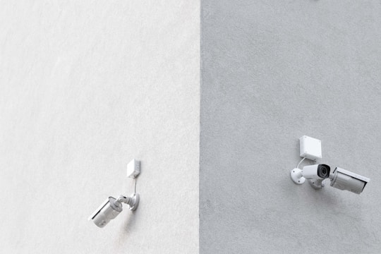 Outdoor weatherproof CCTV camera mounted on wall