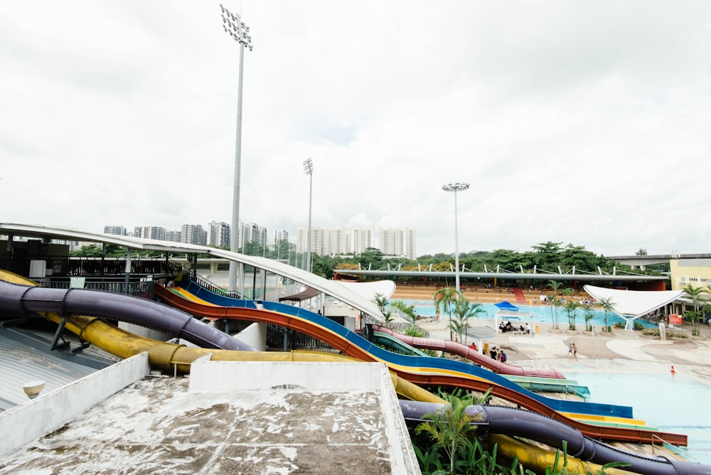 assorted-color water slide