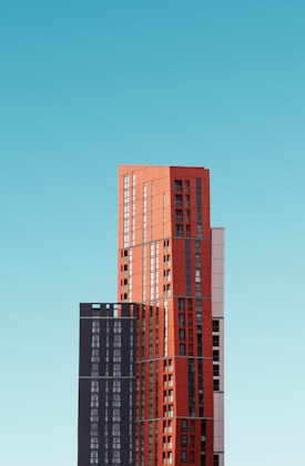 orange and black high rise building