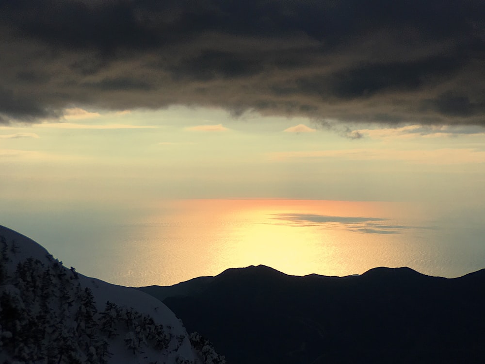 silhouette of mountain peak