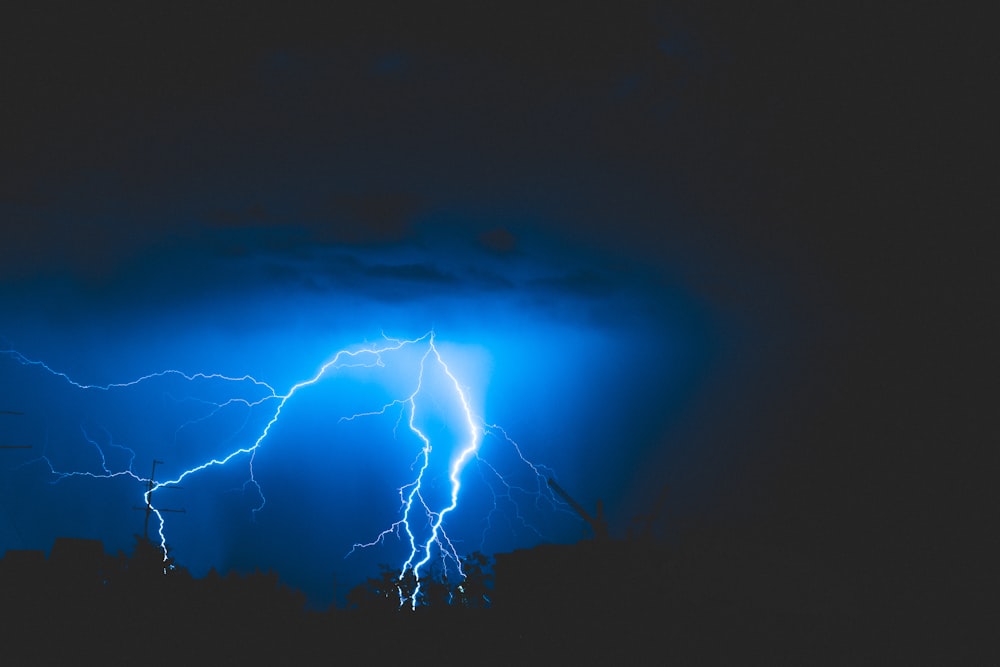photo of lightning during nighttime