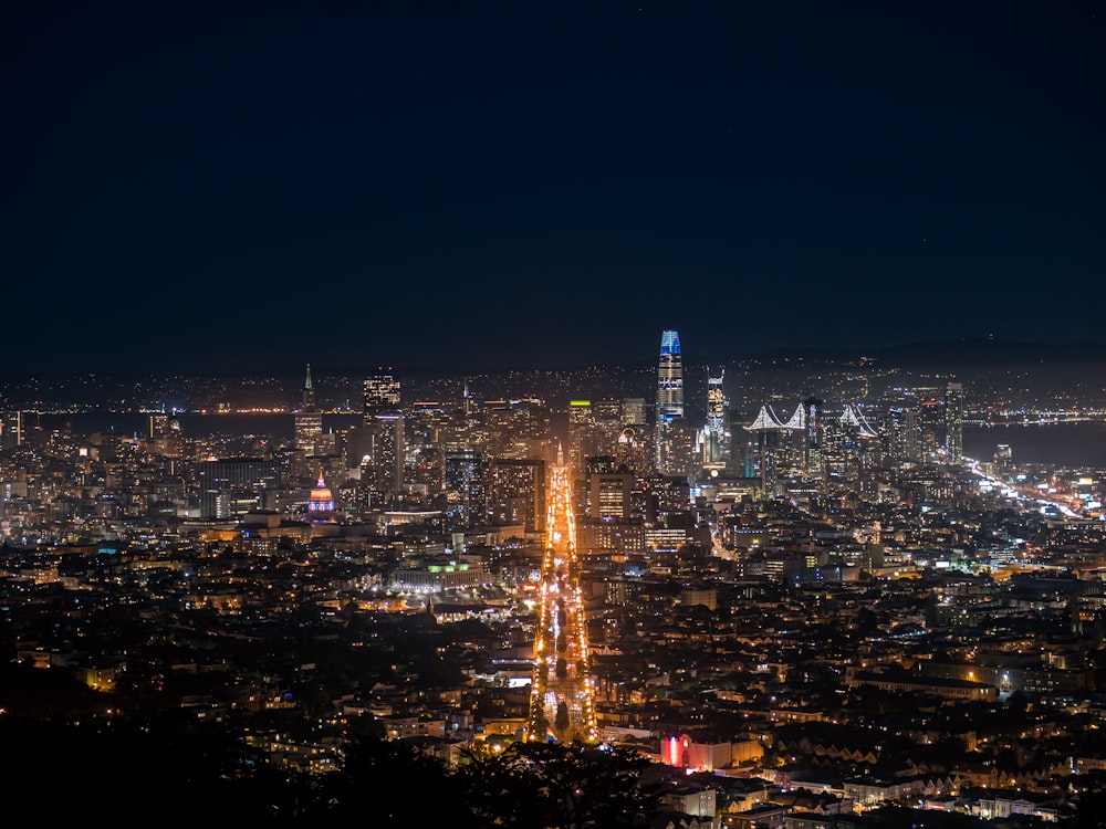 aerial photography of city at night