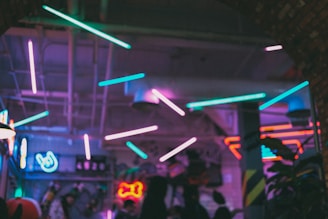 a room filled with lots of neon lights
