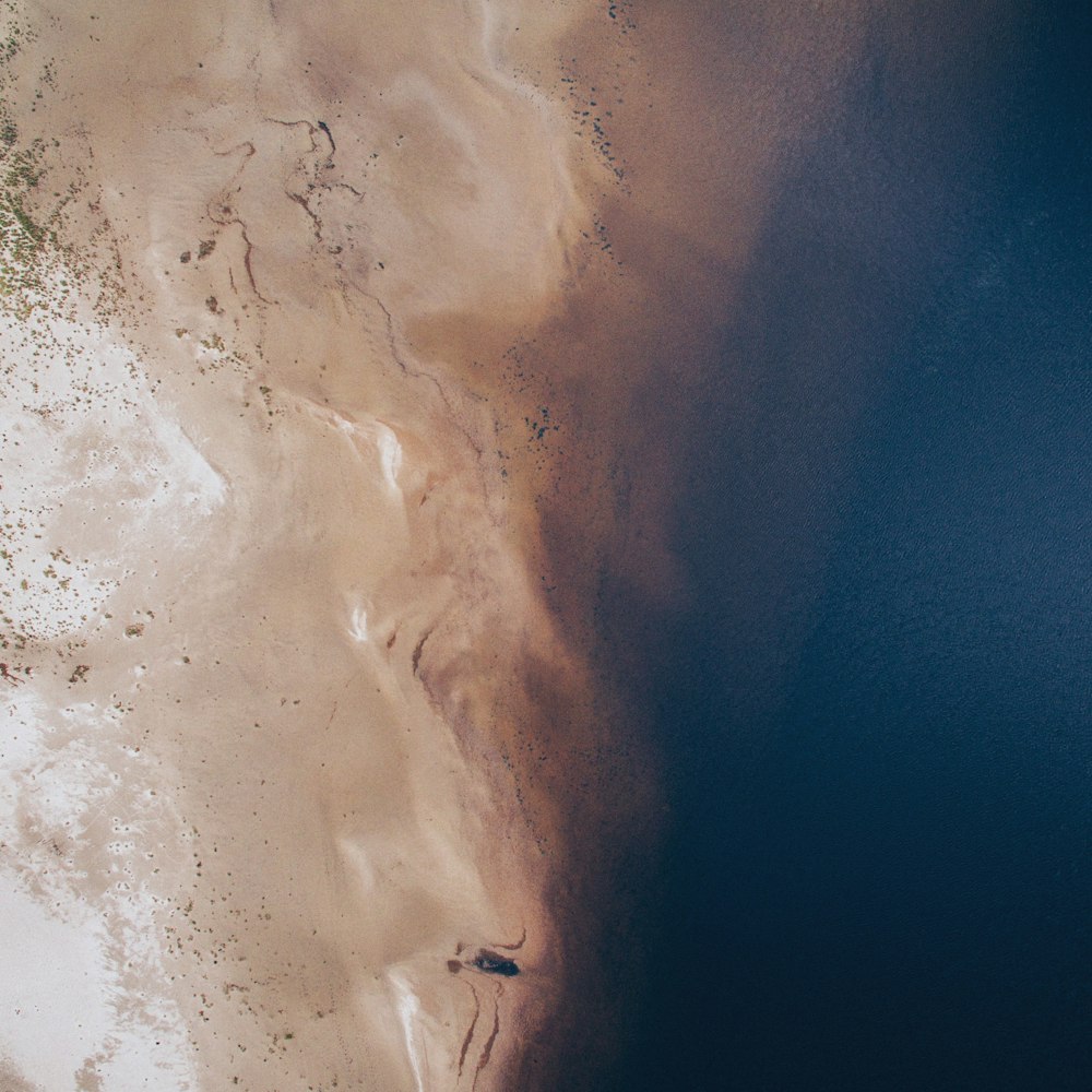 an aerial view of a body of water