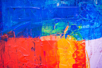 A vibrant, detailed original painting featuring bold colors and dynamic brushstrokes.