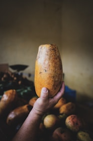 person holding brown fruit