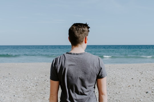 man standing on beach shore during daytime in Cape Cod United States