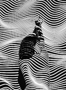 woman raising both arms with stripe light color