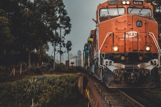 train during golden hour