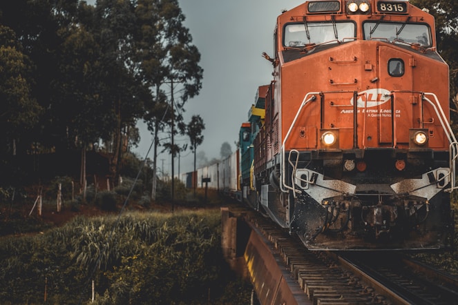 train during golden hour