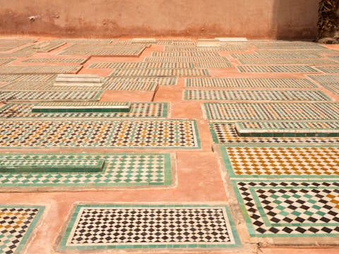 A beautifully tiled outdoor patio showcasing intricate designs.