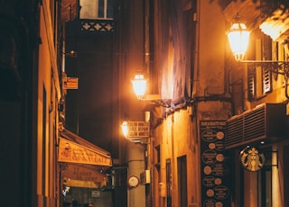 concrete hallway during nighttime