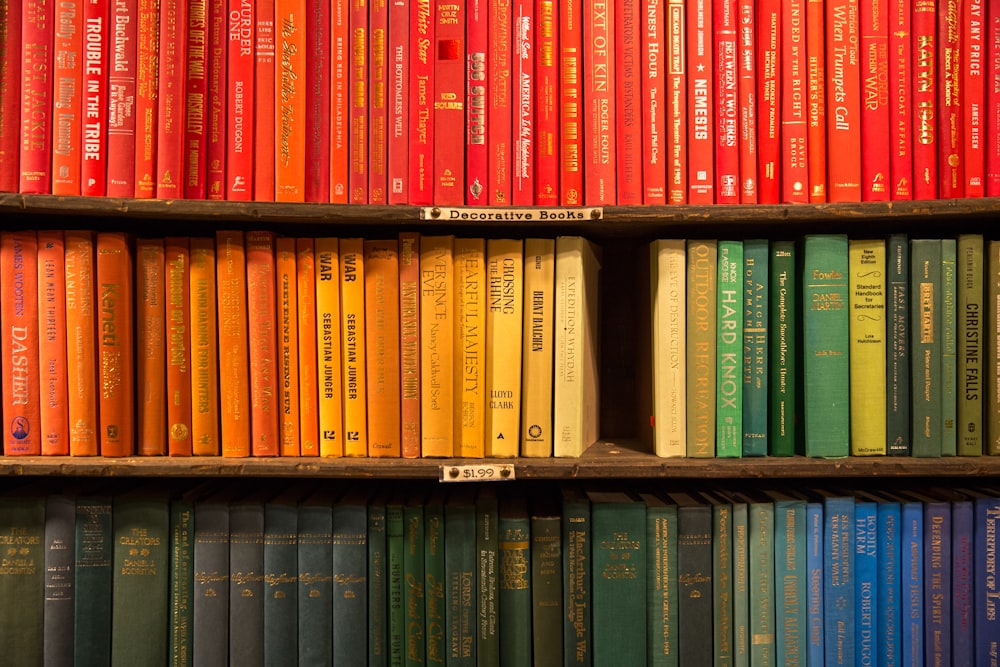 estante de madeira cheia de livros