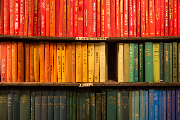wooden bookcase filled with books