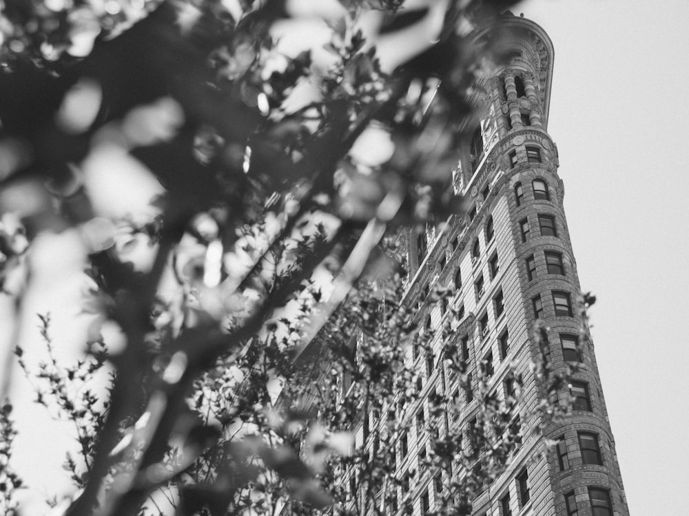 grayscale photography of building