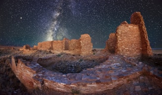 ancient ruins under white stars
