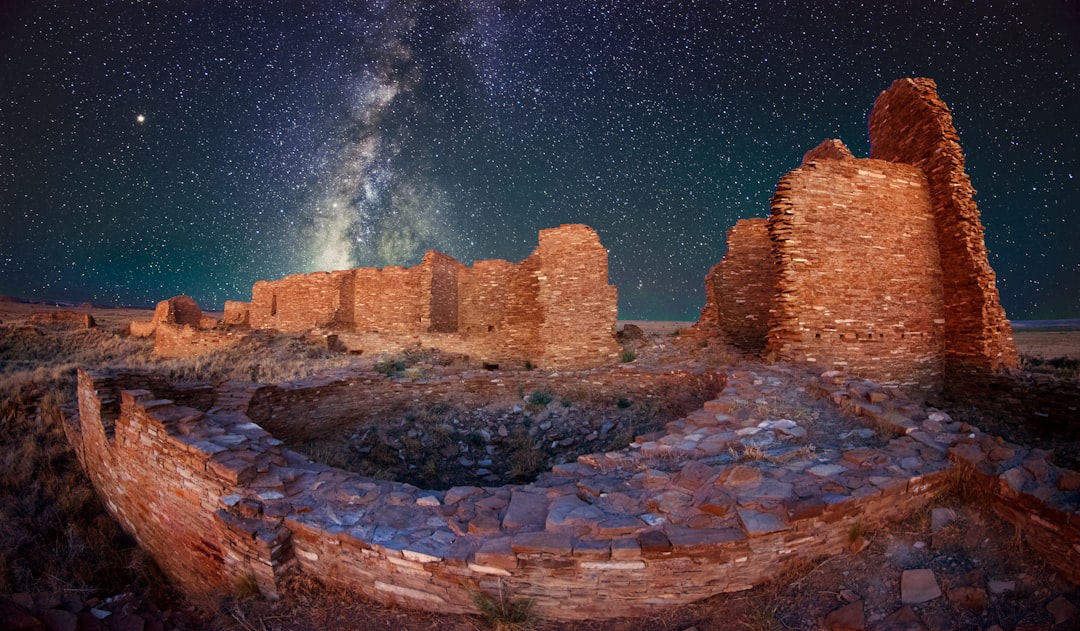 ancient ruins under white stars