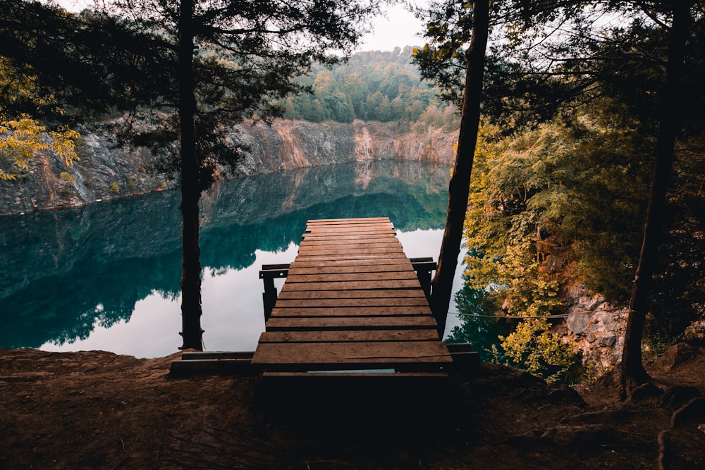 wooden dock on cliff