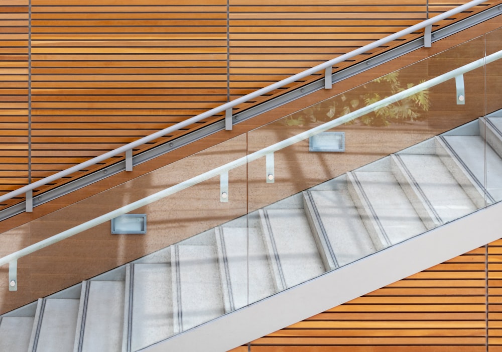 white glass-side stair