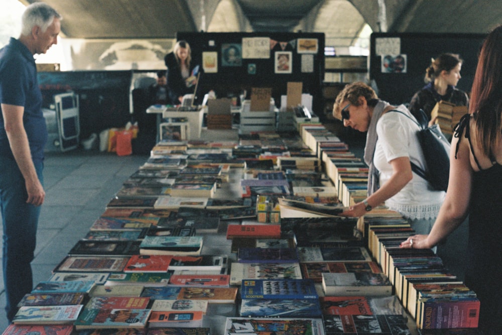 assorted books on table