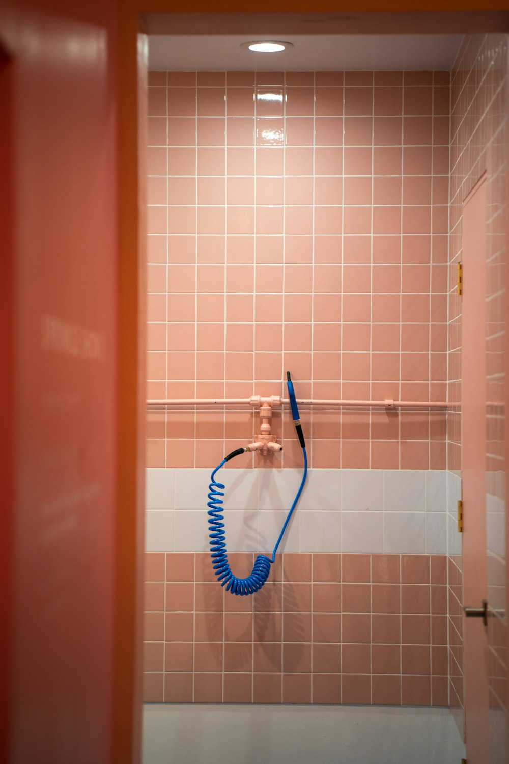 blue shower head