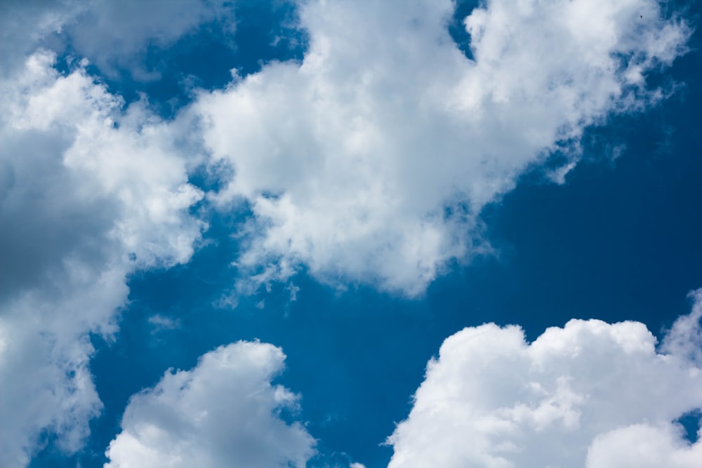 Vue de l’œil de ver des nuages blancs