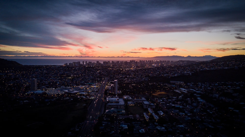 aerial photography of city during golden hour