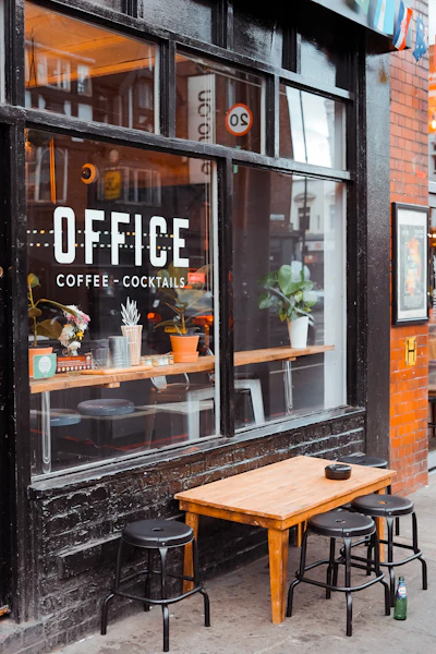 A coffee shop front in Shoreditch