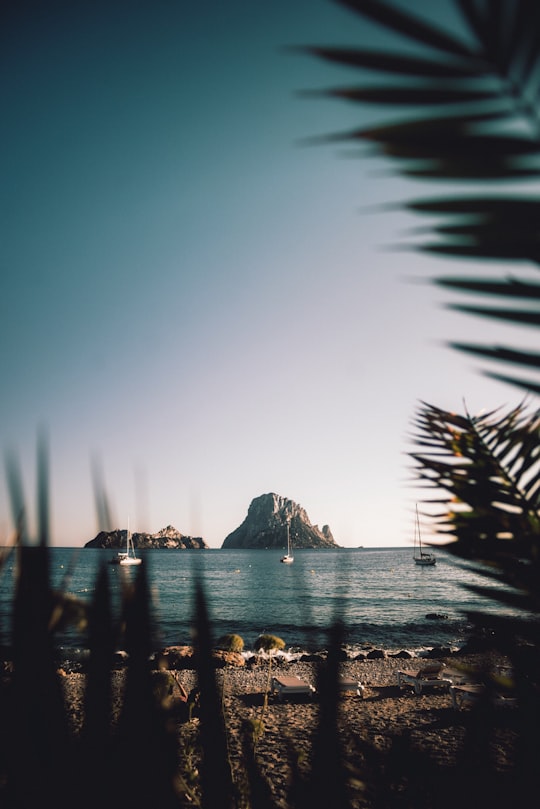 view of gray rock formation on body of water in Ibiza Spain