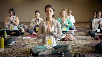 Group yoga practice at an ashram in Rishikesh, the yoga capital of the world