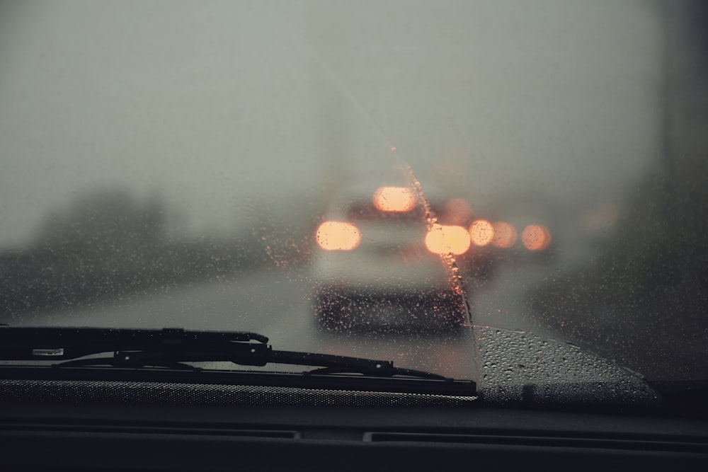 vehicle glass with water droplets