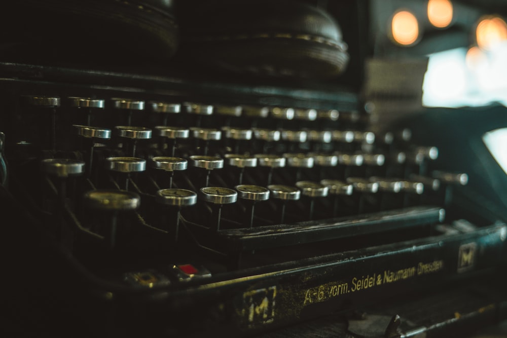 green and black typewriter