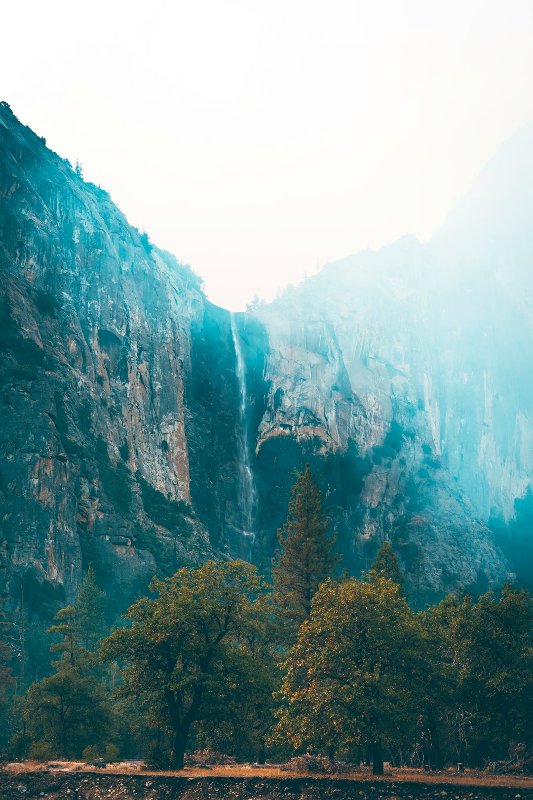 green trees near mountain during daytime ]