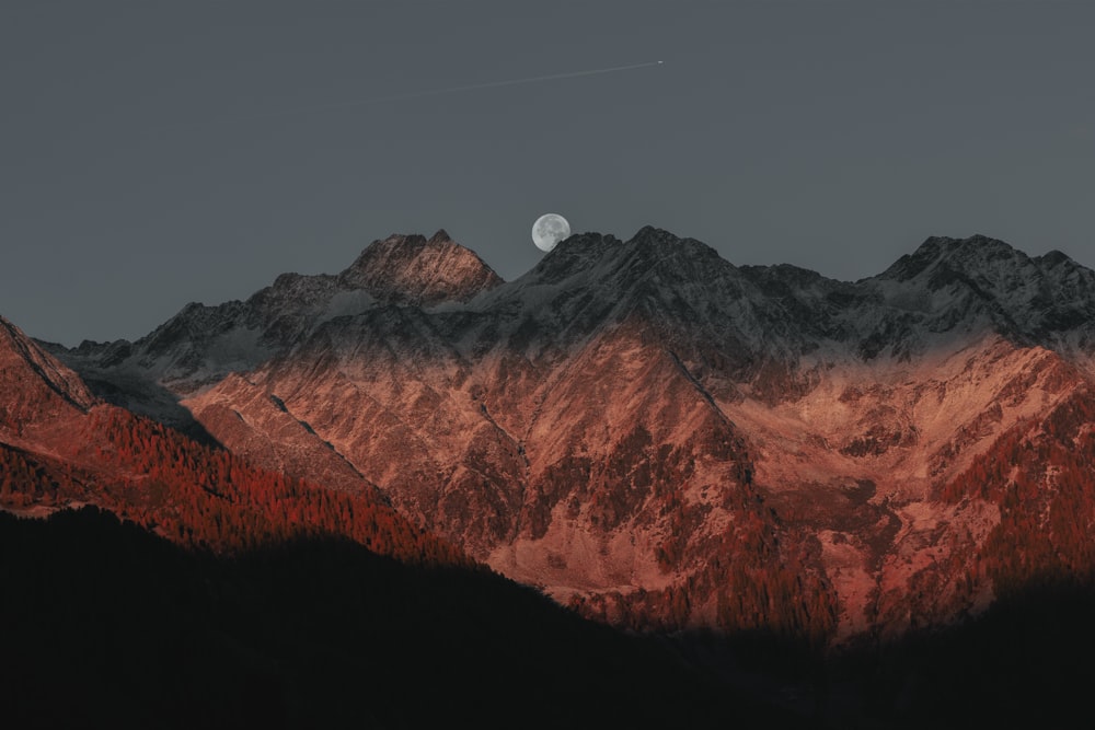 mountain range during dusk