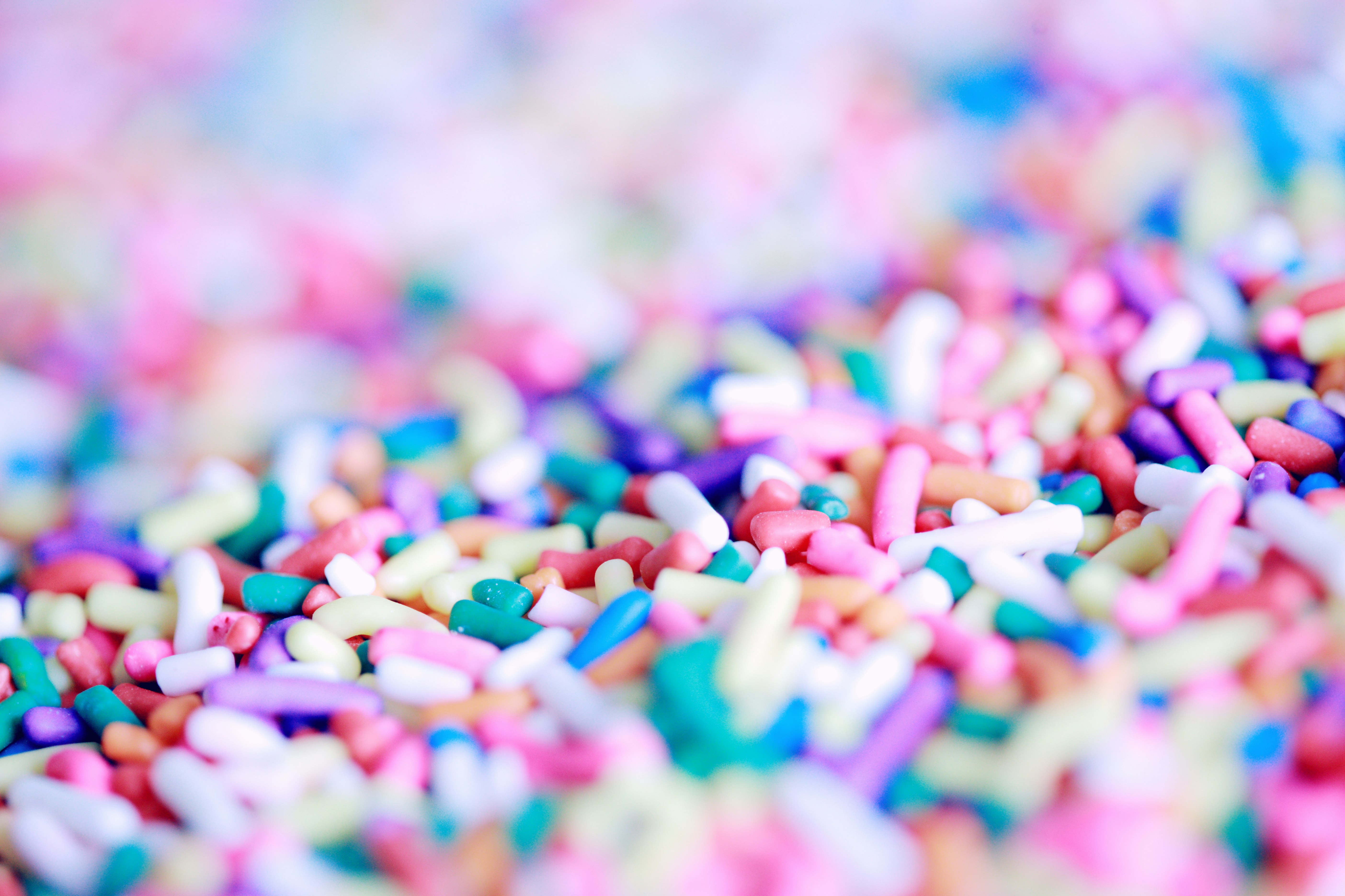 Close up of fun and colorful sugar candy cupcake sprinkles.