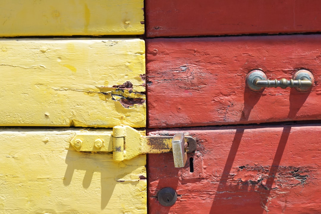 yellow and red dresser