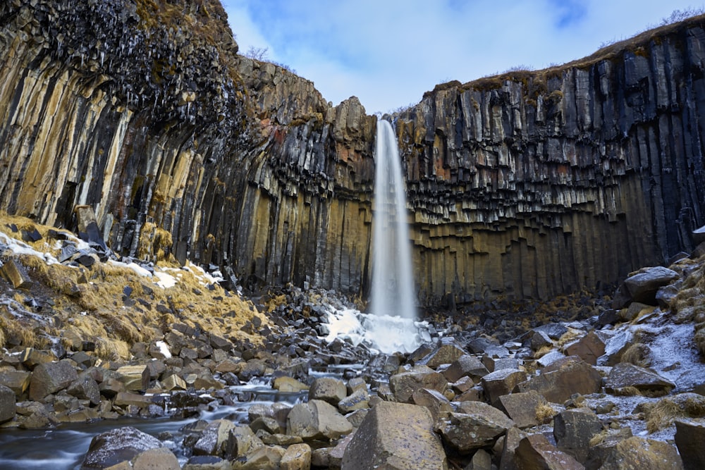 waterfall surrounded by rocks