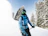 person snow skiing while taking a selfie