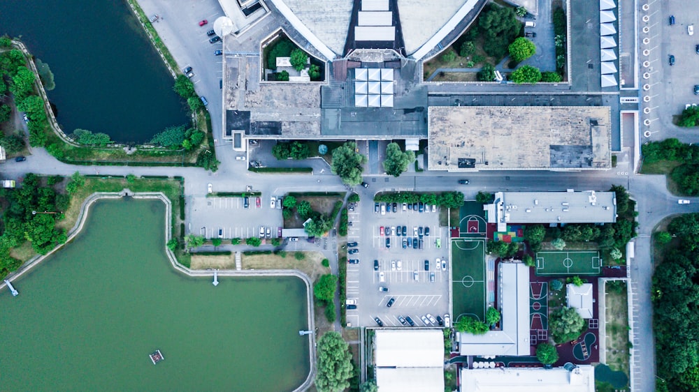 aerial photo of house near body of water