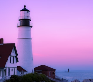 in distant white lighthouse