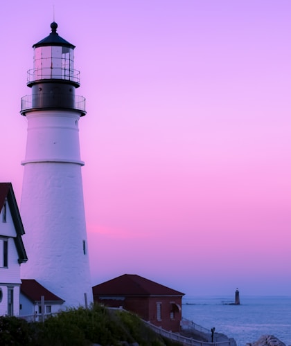 in distant white lighthouse