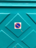 white and blue sticker
