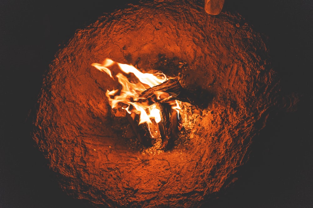 birds eye photography of bonfire